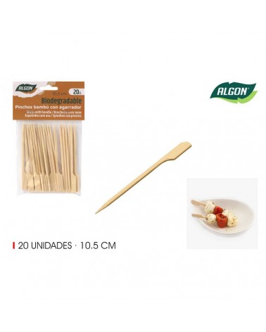 ESPETO BAMBU 105MM ALGON PACK20