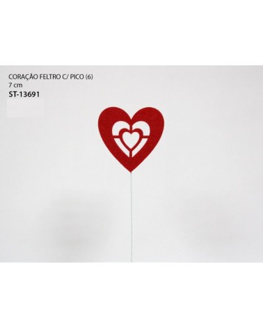CORAÇAO FELTRO C/PICO 7CM [6] ST-13691