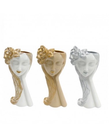 CERAMICA- CABEÇA ROSAS PEQ. 14X14X30CM