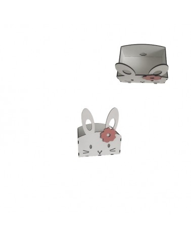 MADEIRA- CAIXA COELHO C/FLOR 15X17CM