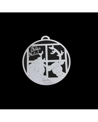 MADEIRA- PENDENTE PAI NATAL/RENA BRANCO 30CM