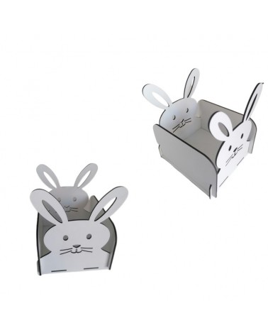 MADEIRA- CAIXA COELHO 12X14.5CM BRANCA