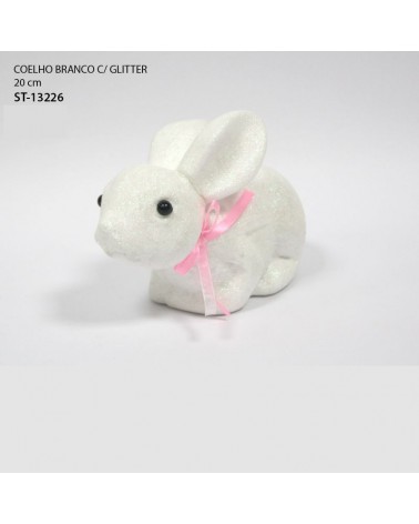 COELHO BRANCO C/GLITTER 20cm ST-13226