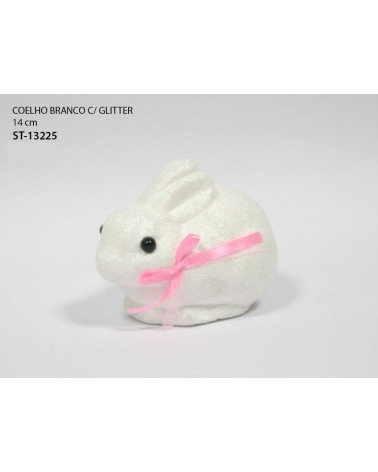 COELHO BRANCO C/GLITTER 14cm ST-13225