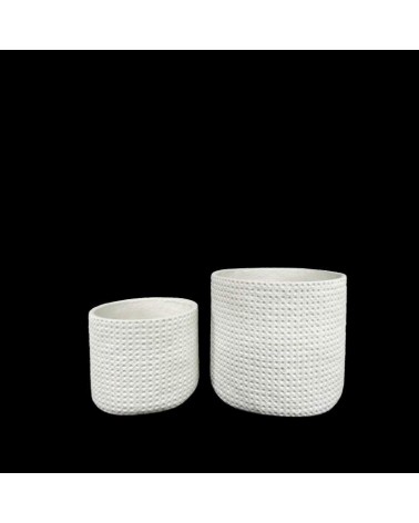 FIBRA RESINA-CONJ. 2 VASOS BRANCO 37x37x35+27x27x24cm