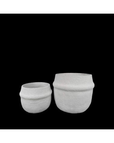 FIBRA RESINA-CONJ. 2 VASOS BRANCO 28x28x27+41x41x37cm