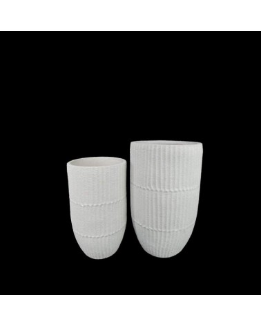 FIBRA RESINA-CONJ. 2 VASOS BRANCO 28x28x49+37x37x60cm
