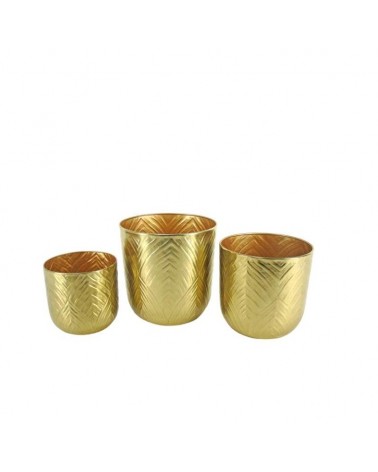 METAL-CONJ. 3 VASOS RED. DOURADO 27x27x27cm
