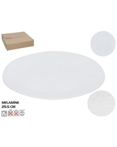 PRATO LADEIRO MELAMINA BRANCA 25.5CM