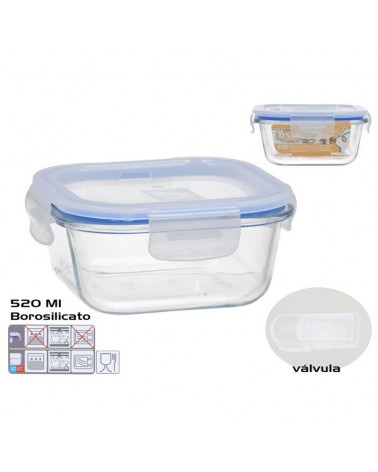 CAIXA P/ALIMENTOS QUAD. VIDRO 520ML
