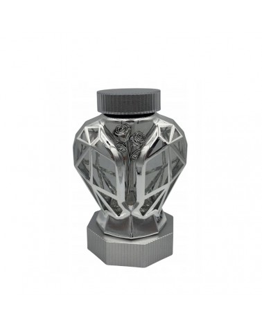 CANDEEIRO SOLAR CORAÇAO MET. PRATA C/BASE 17x23cm