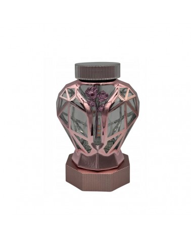 CANDEEIRO SOLAR CORAÇAO MET. ROSA GOLD C/BASE 17x23cm