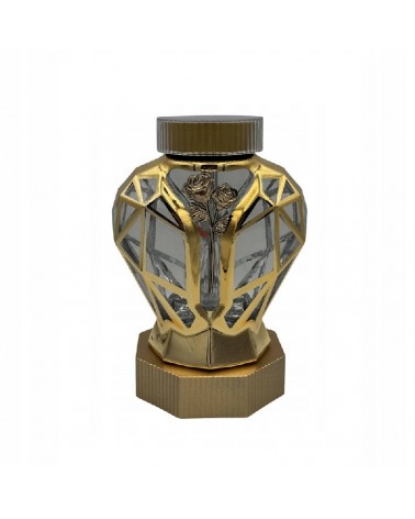 CANDEEIRO SOLAR CORAÇAO MET. OURO C/BASE 17x23cm