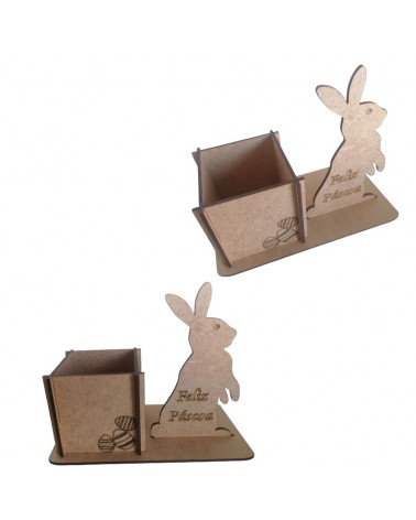 MADEIRA- SUPORTE P/VASO C/COELHO CAST. 19X15CM